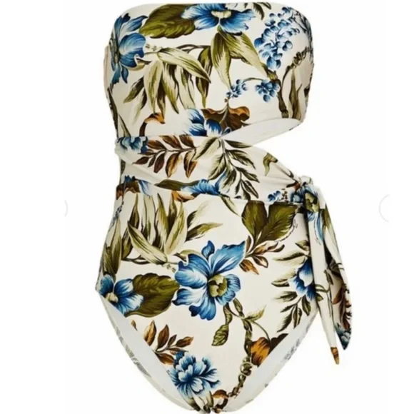 NWT Zimmerman Aliane scarf tie floral bandeau one piece swimsuit, sz 0 - Picture 5 of 6